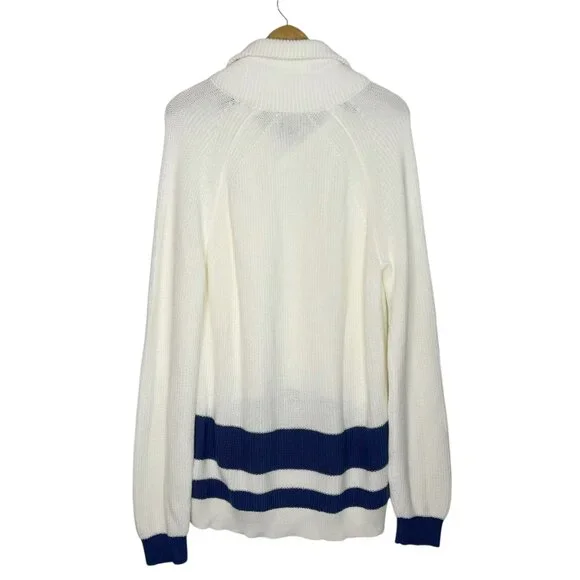 FACCONABLE Bold Stripe Shawl Collar Knit Sweater - Picture 2 of 5